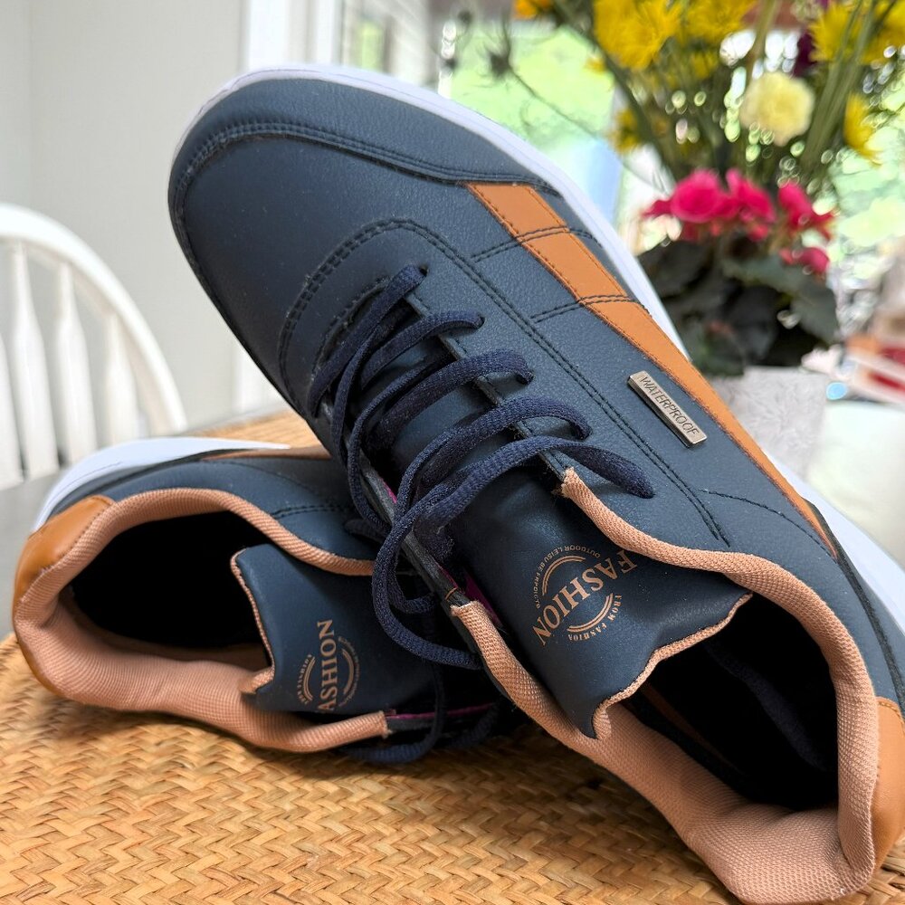 Men's Orthopedic Comfort Leather Sneaker, Casual Fashion Lace up Walking Shoes